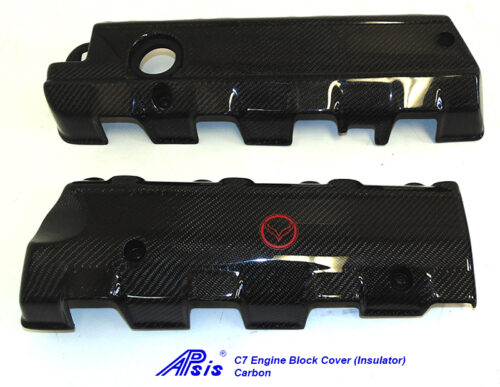 C7 14-UP Lamination Black Carbon Engine Block Cover (Insulator) for w/o Dry Sump (Non Z51) or with Dry Sump (Non Z51) or for LT1, 2 pcs/set (Core Exchange)  ( $698.00 + Refundable Core Charge $150.00) (High Gloss or Matte Finish)