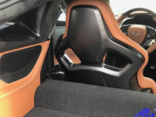 C7 14-UP Lamination Black Carbon GT Seat Back Panel or Competition Seat Back Panel, 2 pcs/set  ($2888.00 + Refundable Core Charge $500.00) (High Gloss or Matte Finish)