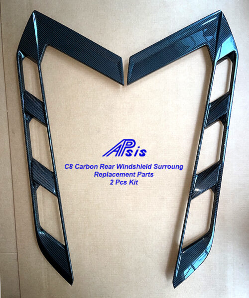 C8 20-UP, Rear Windshield Surround 2 Side Pcs Only, High Gloss Carbon (Replacement Parts )